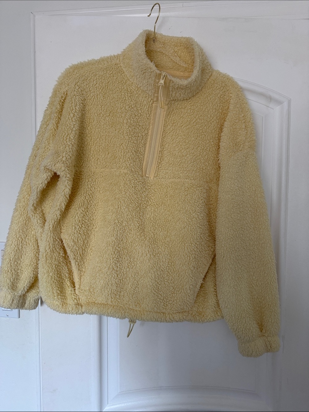 Cozy Half-Zip Sherpa Pullover Jacket - Cream